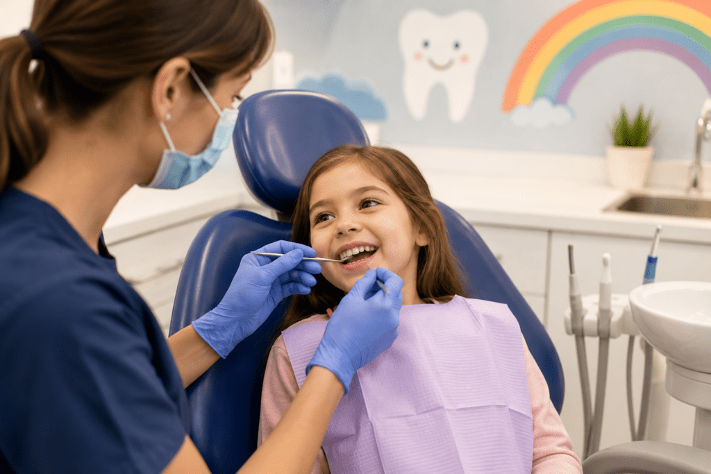 Child at a check-up with Hornsby children's dentist